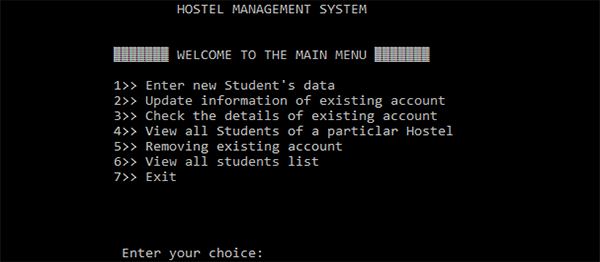 Hostel Management System In C Programming With Source Code