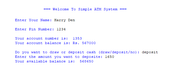 Simple ATM System In PYTHON With Source Code
