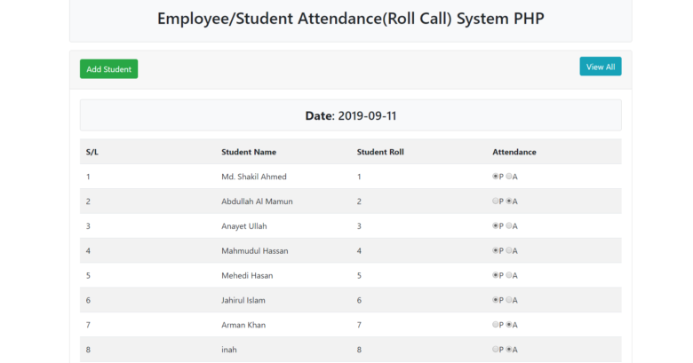 Student and Employee Attendance System In PHP With Source Code