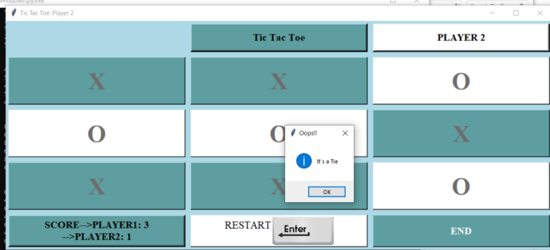 TICTACTOE GUI Game In Python With Source Code
