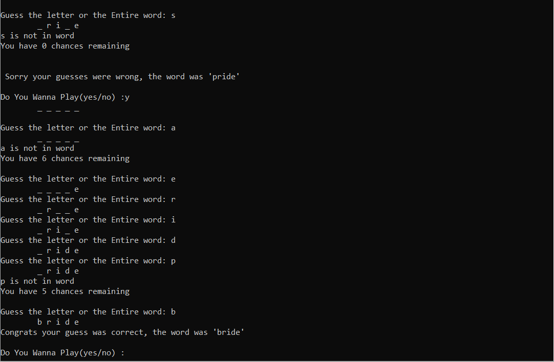 Word Guessing Game In Python with Source code