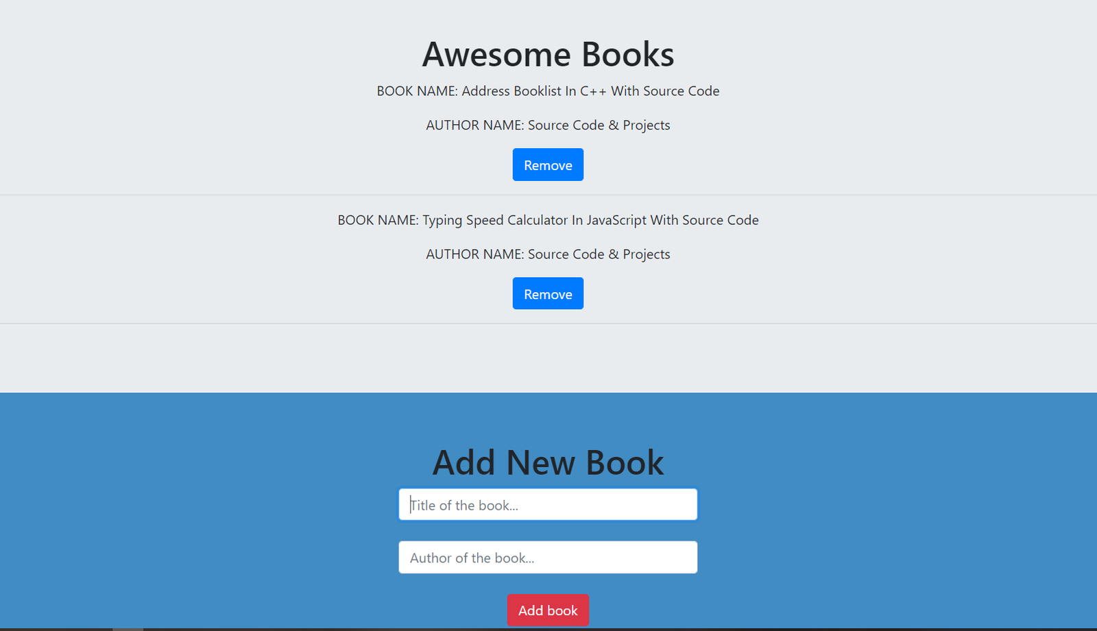Book Library In JavaScript With Source Code