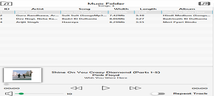 Desktop Music Player Application In Java with source code