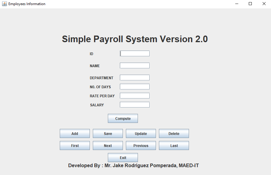 SIMPLE EMPLOYEE PAYROLL SYSTEM IN JAVA WITH SOURCE CODE