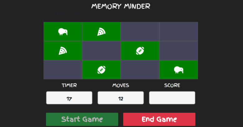 Memory Minder Game In JavaScript With Source Code
