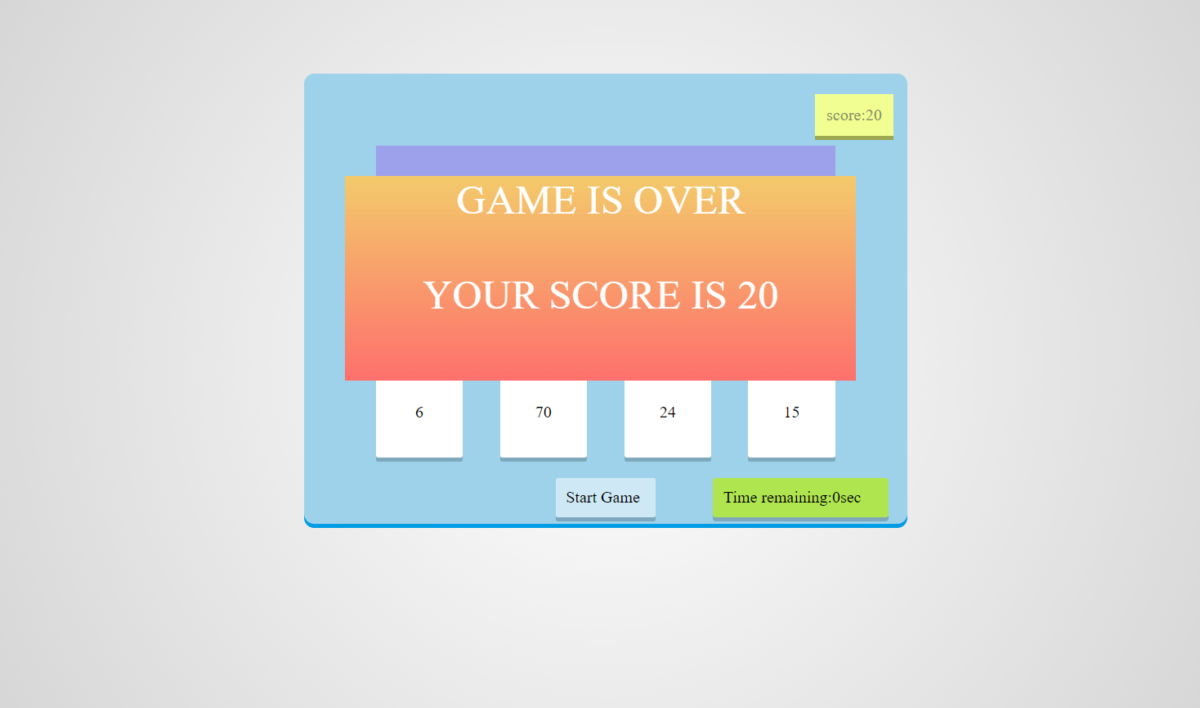 Simple Math Game In JavaScript With Source Code
